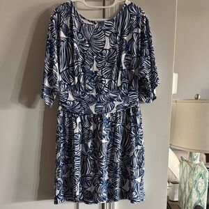 Lilly Pulitzer Navy & White Leaf-Print Romper